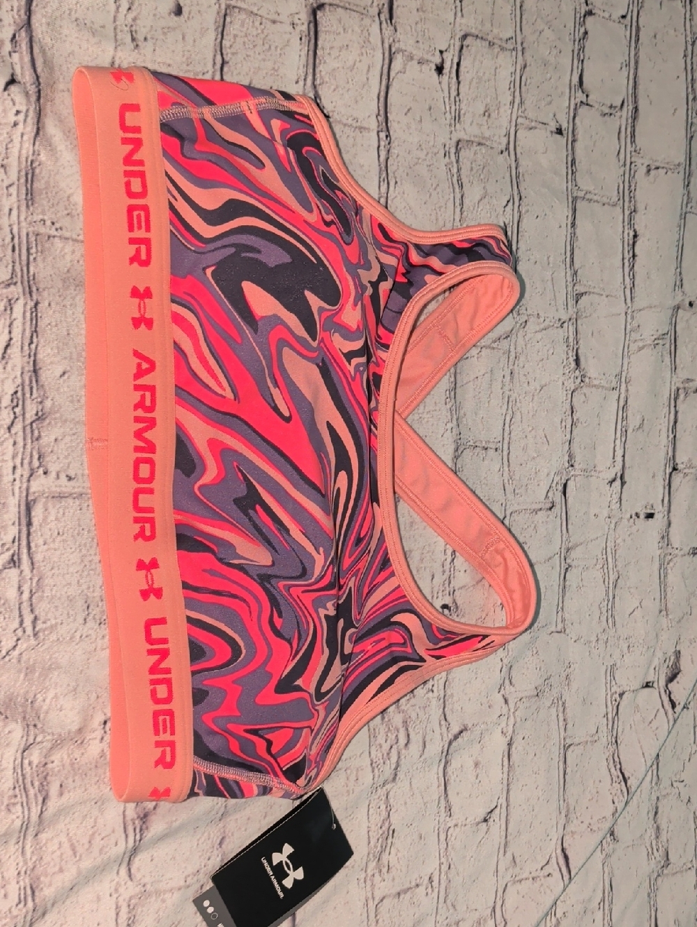 Under Armour Coral & Pink Swirl Athletic Sports Bra
